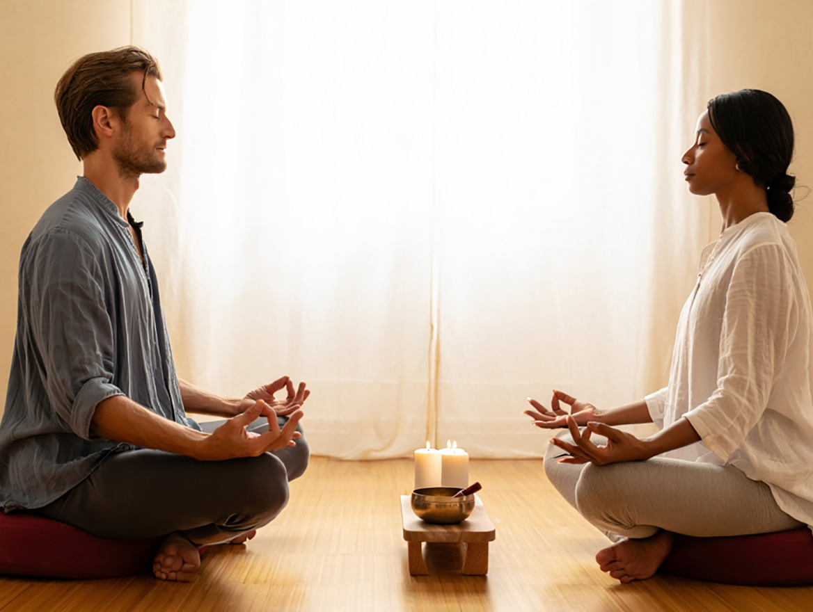 Anders och Fatima i en lugn meditationsstund