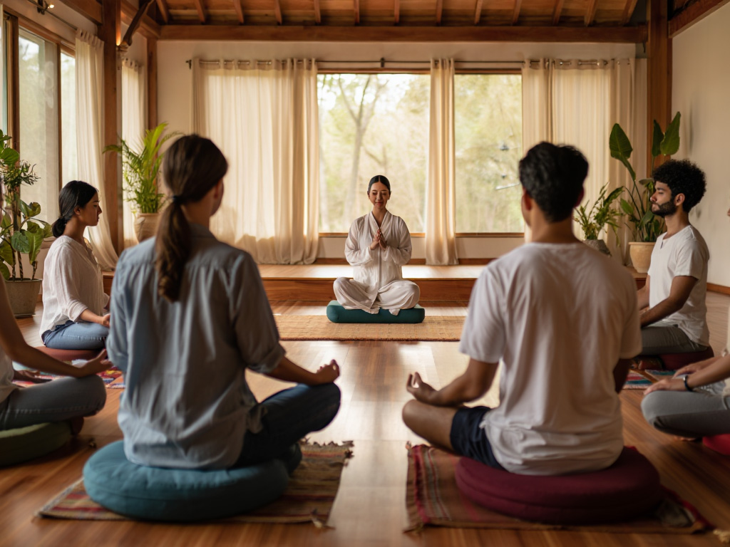 Guidad meditationssession för par i en fridfull miljö